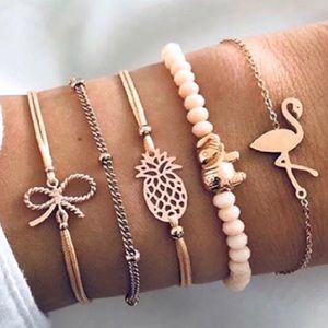 NEW pineapple elephant flamingo bow gold bracelet